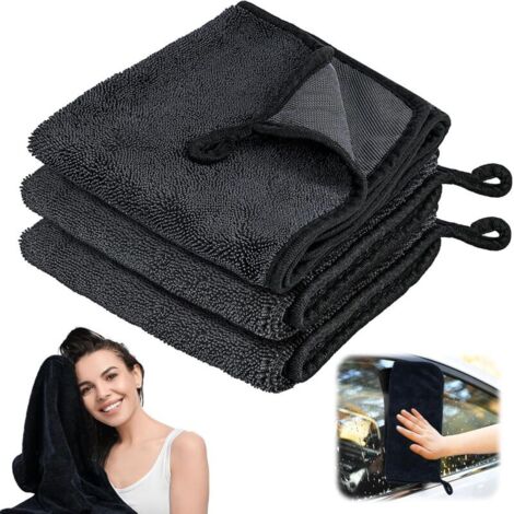 3-teiliges Mikrofasertuch-Set, 40 x 60 cm, glänzende Badetücher, Mikrofaser-Geschirrtücher für Dusche, Auto und Haushalt