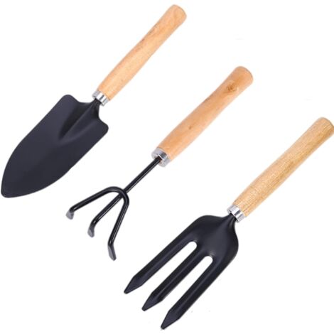3-teiliges Mini-Gartenwerkzeug, Gartenset, Set aus kleinen Schaufeln, Spaten und kleinen Rechenstielen für Gartenpflanzen im Innen- und Außenbereich