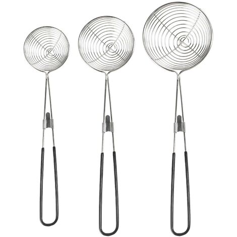 3-teiliges rundes Hot-Pot-Sieb aus Edelstahl, asiatisch – Spinnen-Schöpflöffel-Set, Netzlöffel