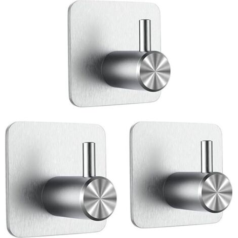 3-teiliges Set 3M-Klebehaken, Wandhaken fürs Badezimmer, kein Bohren erforderlich, Küchenhandtuchhalter aus Edelstahl, Silber
