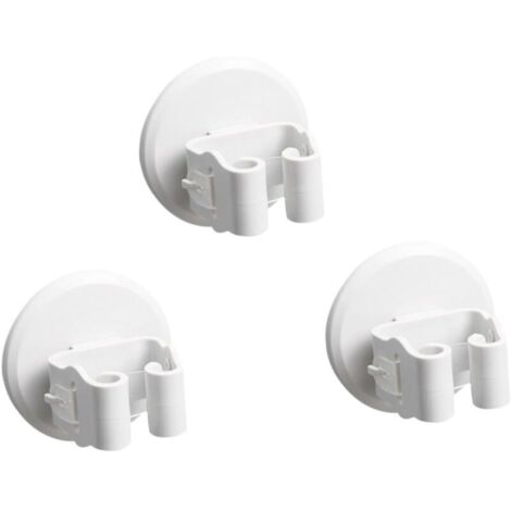 3-teiliges Set aus Wischmopp und Wischmopphalter mit Saugnapfclip, weiß