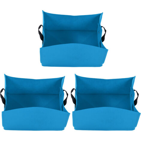 3-teiliges Set dicker, vliesstoffhaltiger Pflanzsäcke für Gemüse und Gartenarbeit mit Tragegriffen, 40 x 30 x 20 cm, himmelblau