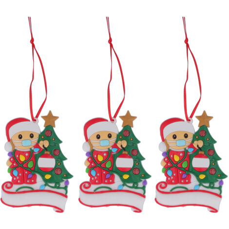 3-teiliges Set mit Weihnachtsbaummaske, Schneemannanhänger, niedliche Weihnachtsdekoration mit PVC-Band X2094