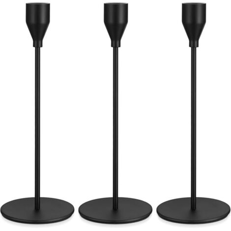 3-teiliges Set schwarzer Kerzenhalter, Metall-Kerzenständer im Kronleuchter-Stil, konische Kerzenhalter, Kerzenständer-Dekoration für Hochzeiten, Vintage-Kerzenständer für Tischdekoration, Geburtstage