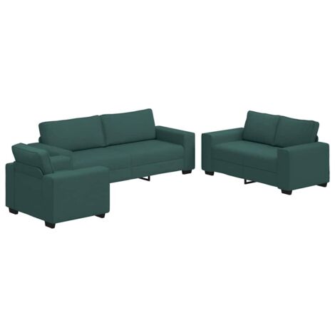3-teiliges Sofa-Set mit Kissen, dunkelgrüner Stoff vidaXL