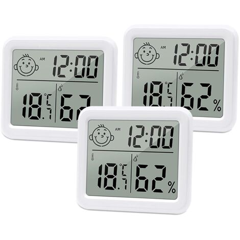 3-teiliges Thermometer-Hygrometer-Innenthermometer, digitales Hygrometer, LCD-Innen-Hydrometer, tragbares Thermometer-Hygrometer für zu Hause, für die Garderobe im Babyzimmer zu Hause usw