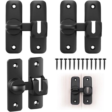 3-teiliges Türschloss-Set, Schiebetürschloss, 90/180-Grad-Innenschloss aus Aluminiumlegierung, Kippriegel, Scheunentor-Sicherheitsschloss