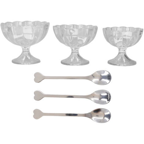 3-teiliges Tulpen-Dessertschalen-Set mit hübschen Stielen – ideal für Eiscreme, Obstsalate und Cocktails – transparent