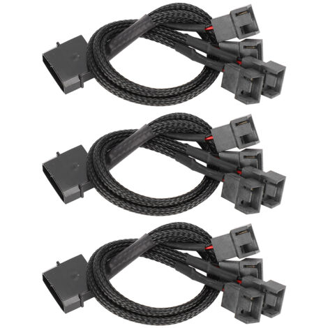3-teiliges Verlängerungskabel, 1-zu-4-Splitter für Computergehäuselüfter, 4-Pin-Adapter