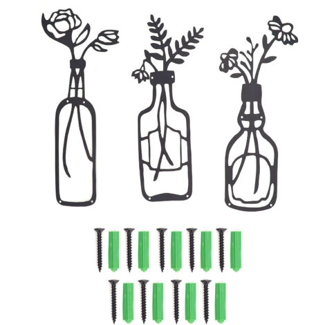 3-teiliges Wanddeko-Set aus Metallblumen, rostfrei, elegante Wohndekoration, einfache Montage