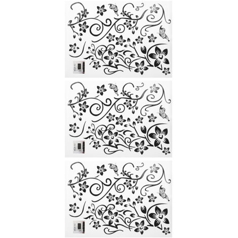 3-teiliges wasserfestes Schmetterlings- und Blumen-Wandtattoo-Set für die Dekoration von Wohn- und Schlafzimmerräumen