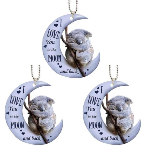 3-teiliges Weihnachtsdeko-Set: Frosch auf dem Mond, Acryl-Ornamente für Weihnachtsbaum oder Auto, Geschenkidee für die Feiertage