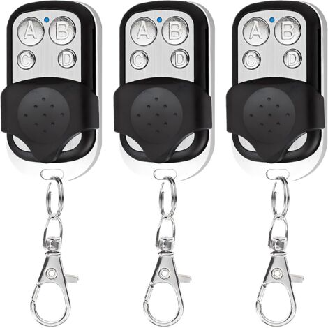 3 télécommande universelle portail, 433 mhz, 4 boutons, boîtier robuste, pour porte de garage et véhicule