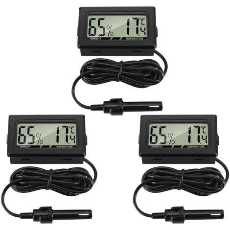 3 termómetros higrómetro digitales con sonda externa, medidor de temperatura y humedad para sala de estar, oficina, incubadora de reptiles, aves de corral y reptiles.