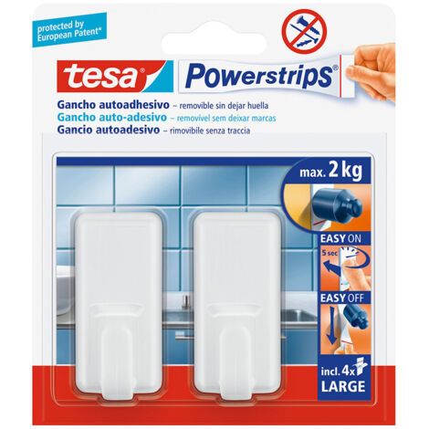 3 Tesa Powerstrips Jusqu'à 2kg Classic Blanc 58010