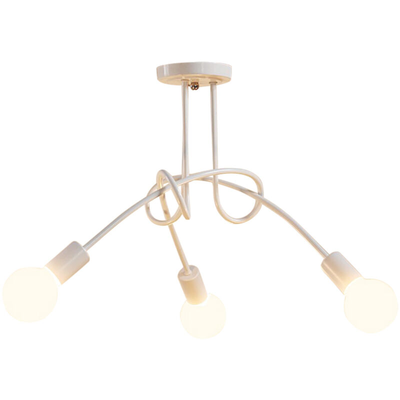 Wottes - Plafonnier Moderne E27 Luminaire Plafonnier Créatif Lampe de Plafond Métal pour Salon Chambre Bar Café Noir 3 Lumières - Blanc