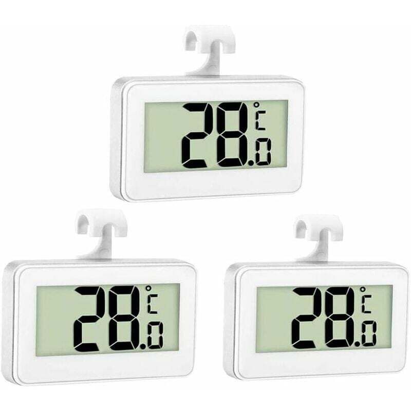 3 thermomètres numériques congélateur/réfrigérateur, écran LCD, crochet, étanches