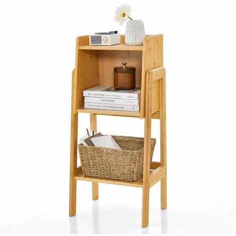 3 Tier Bamboo Bookshelf Free Standing Tall Bookcase Storage Organizer Rack Shelf