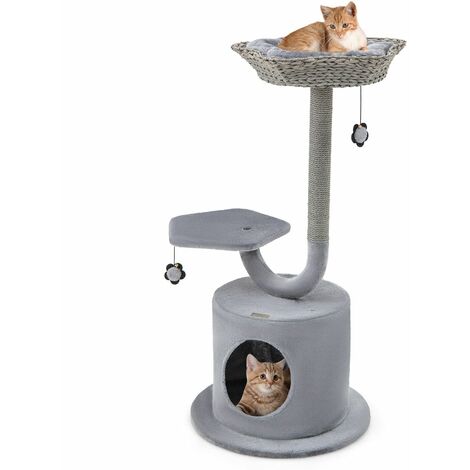 3-Tier Cat Tree Cat Tower House Activity Center w/ Raper Rope Scratching Post