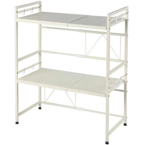 3 Tier Extendable Metal Kitchen Over the Microwave Oven Rack Toaster Shelf Stand