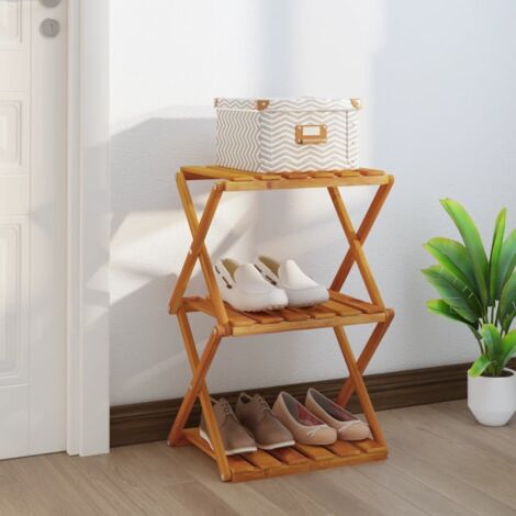 3-Tier Folding Shelf Brown 43x31x63 cm Solid Wood Acacia vidaXL