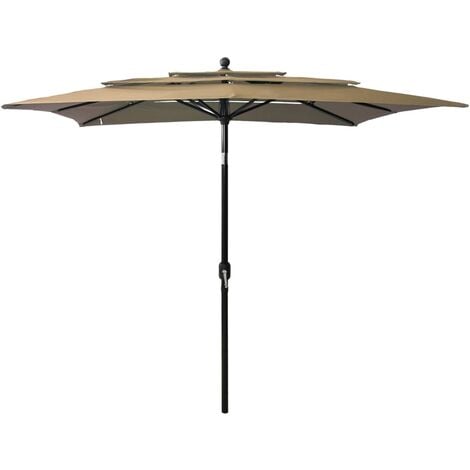 3-Tier Garden Parasol with Aluminium Pole Taupe 2.5x2.5 m vidaXL
