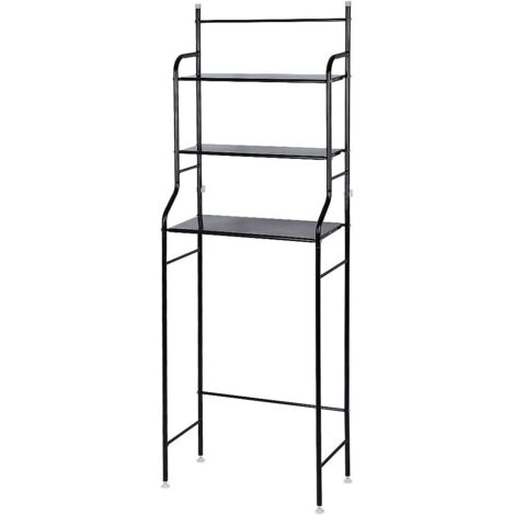 3 Tier Industrial Design Toilet Shelf, Bathroom Shelf, Space-Saving, Easy to Assemble, Industrial Style - 161 x 46 x 24 cm - Black