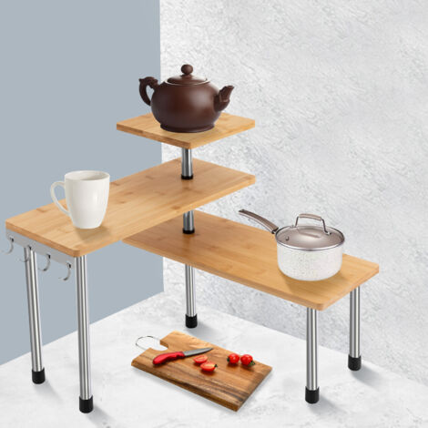 3 Tier Kitchen Accessories Standing Type Shelving Space Saving Corner Organizer