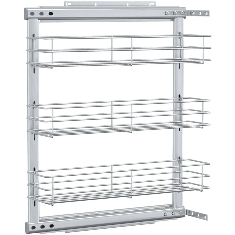 3Tier Pullout Kitchen Wire Basket Silver 47x15x56 cm