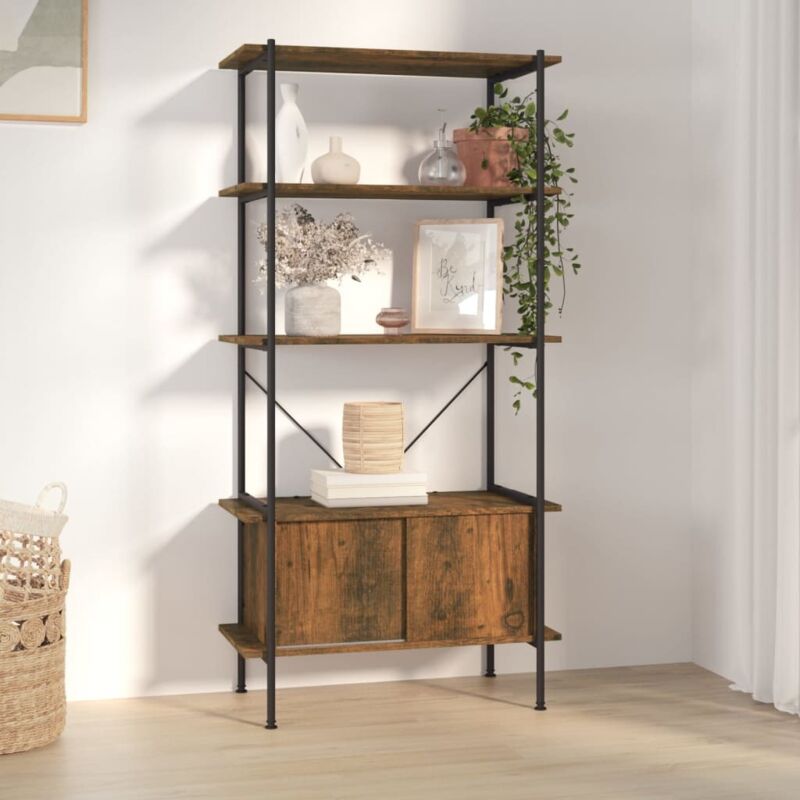 5-tier Shelving Unit With Cabinet 80x40x163 Cm Steel And Engineered Wood Vidaxl