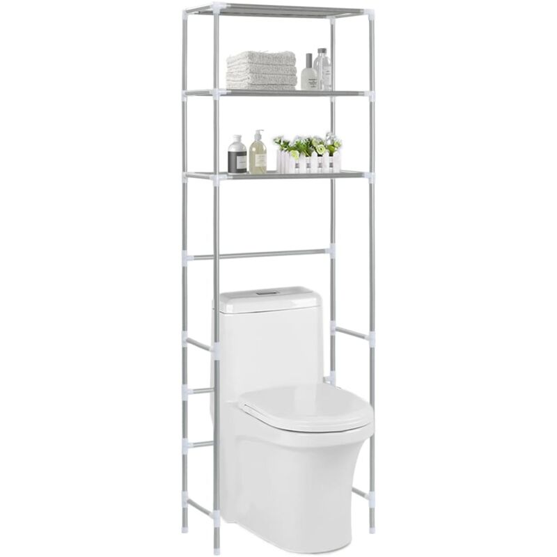 vidaXL 2-tier Storage Rack Over Washing Machine Grey 69X28X143cm Iron, Grey