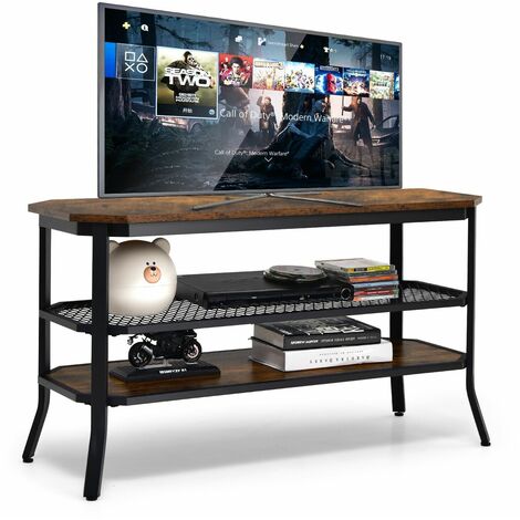 3-Tier TV Stand for TVs up to 46" Industrial Console Table Entertainment Center