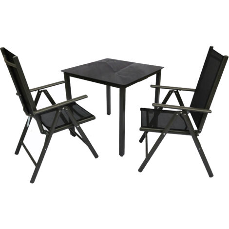 3 tlg Alu Glas Gartenset Sitzgruppe 80SW