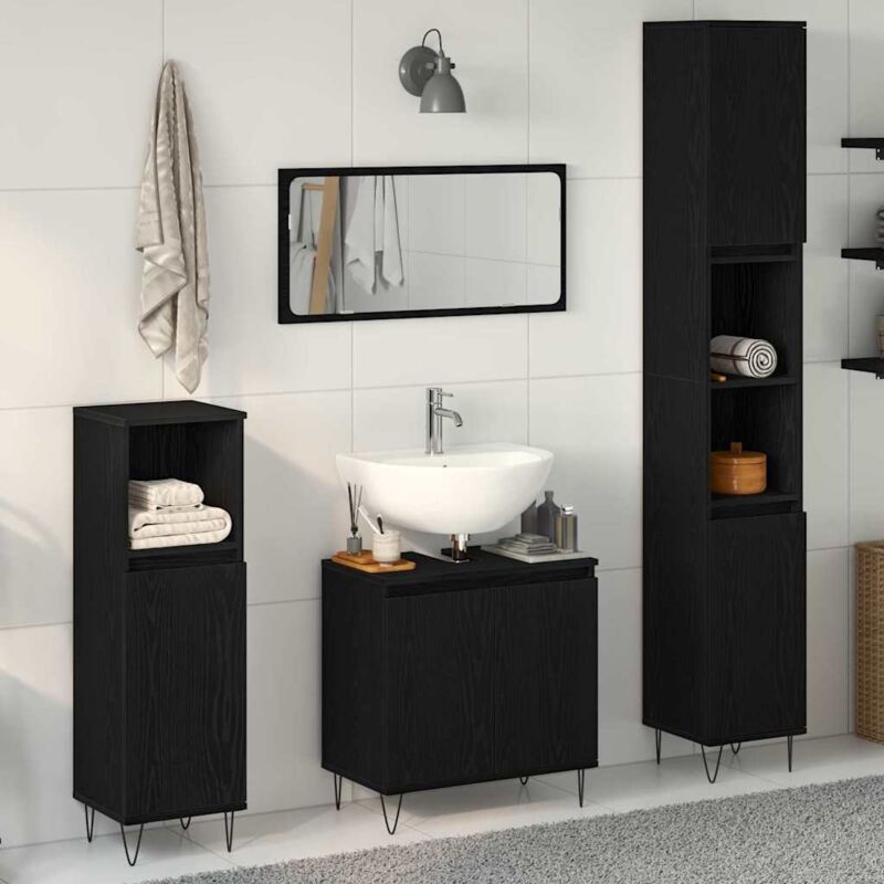 Vidaxl - Badezimmermöbel Set 3 Pcs Schwarze Eiche 30 X 30 X 190 Cm
