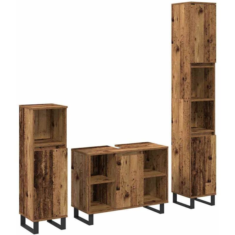 Badezimmermöbel Set 3 Pcs Braun 30 X 30 X 180 Cm Holzwerkstoff Vidaxl