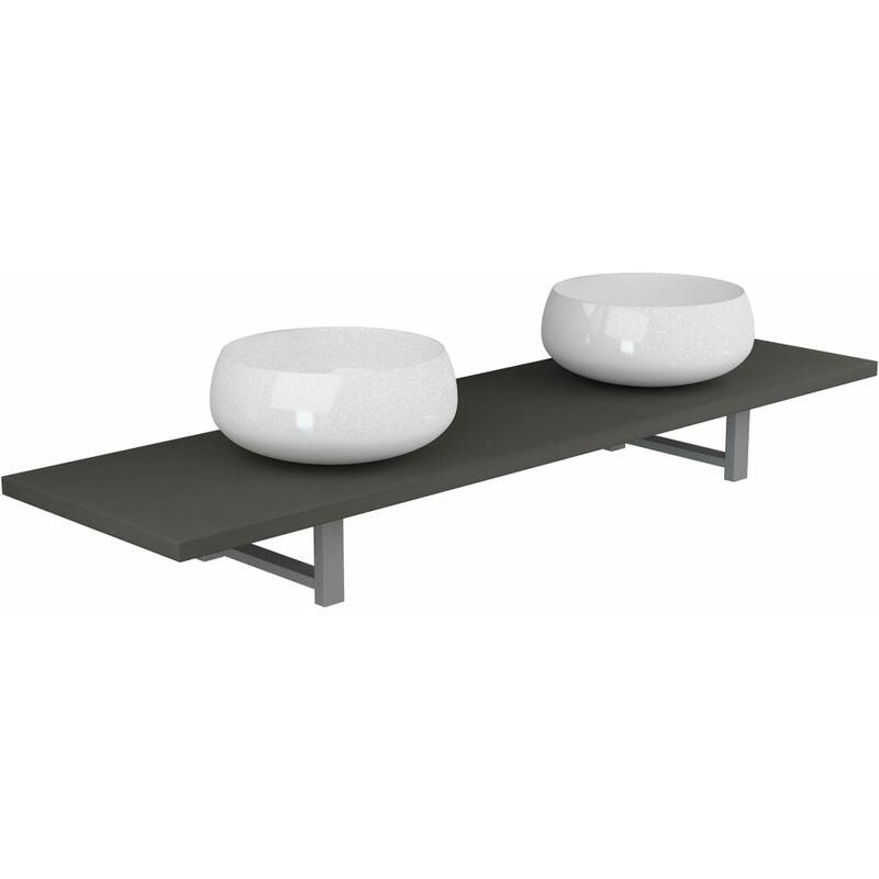 3-tlg. Badmöbel-Set Keramik Grau - Grau - Vidaxl
