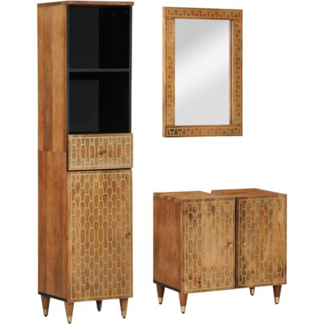 3-tlg. Badmöbel-Set Massivholz Mango vidaXL