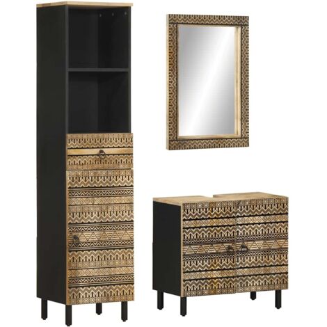 3-tlg. Badmöbel-Set Massivholz Mango vidaXL161351