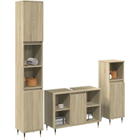 3-tlg. Badmöbel-Set Sonoma-Eiche Holzwerkstoff vidaXL