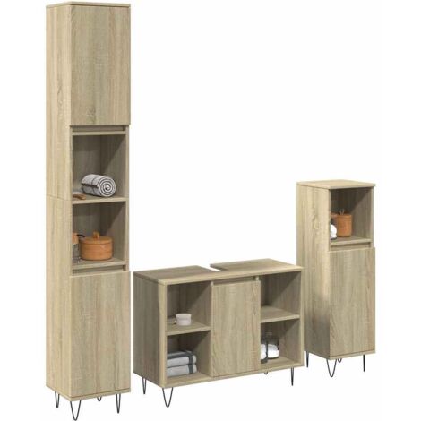 3-tlg. Badmöbel-Set Sonoma-Eiche Holzwerkstoff vidaXL