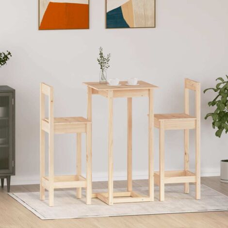 3-tlg. Bar-Set Massivholz Kiefer vidaXL