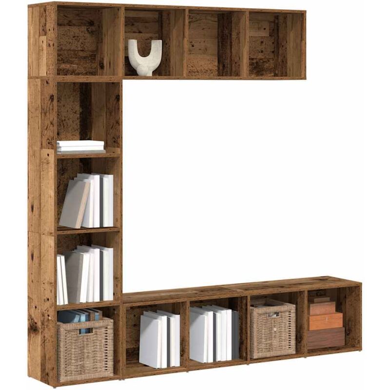 Bücherschränke 3 Stück Altholz Holzwerkstoffe - Vidaxl