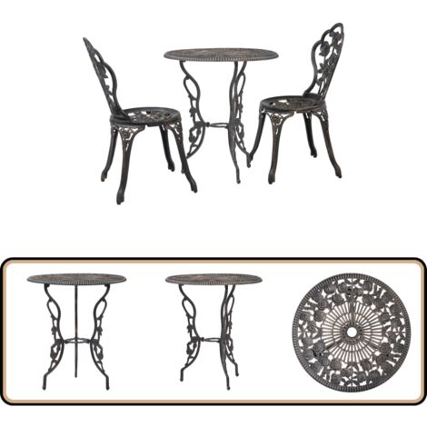 3-tlg. Bistro-Set Aluminiumguss - Bistro Set - Gartenmöbel - Esstisch - Gartenstühle - Aluminiumguss