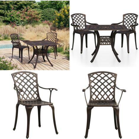 3-tlg. Bistro-Set Aluminiumguss Bronzen - Bistroset -  Bistrosets - Home & Living