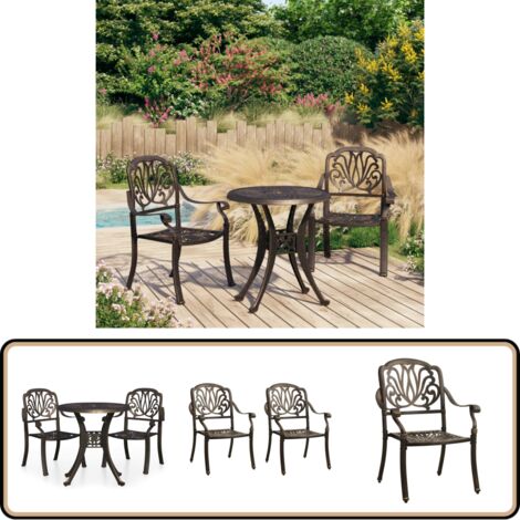 3-tlg. Bistro-Set Aluminiumguss Bronzen - Gartenmöbel - Bistro Set - Alu Guss - Gartenstühle - Gartentisch