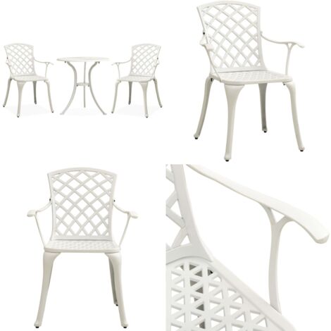 3-tlg. Bistro-Set Aluminiumguss Weiß - Gartenmöbel Set - Bistro Set - Alu Guss - Weißes Gartenmöbel - Outdoor Möbel - Home & Living