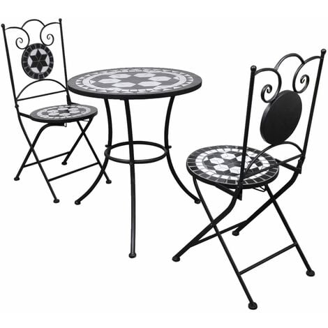 3-tlg. Bistro-Set Keramik Schwarz und Weiß vidaXL