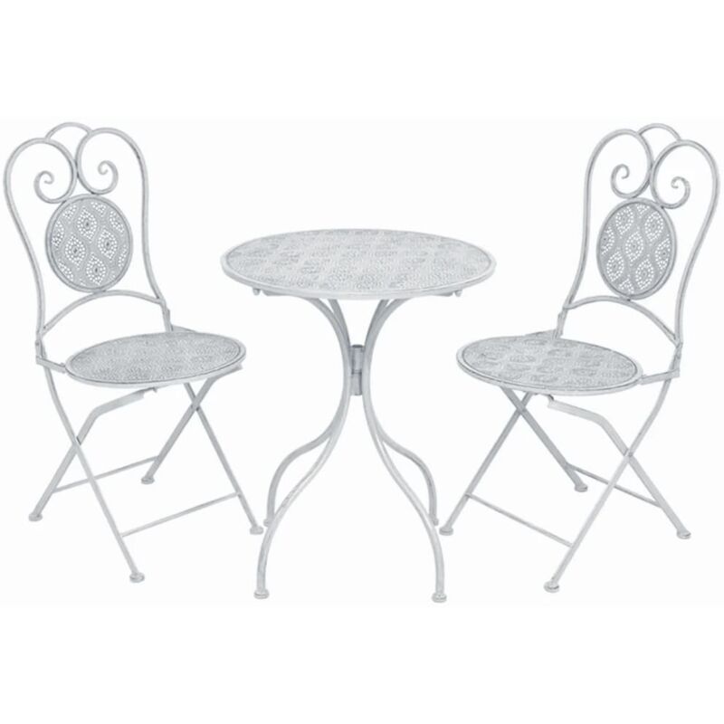 3-tlg. Bistro-Set Stahl Grauweiß