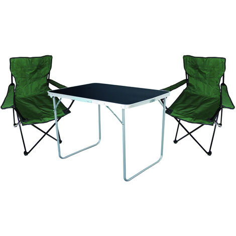 3-tlg Campingsessel Grün + Campingtisch-MMC330870B+2xMPO2432