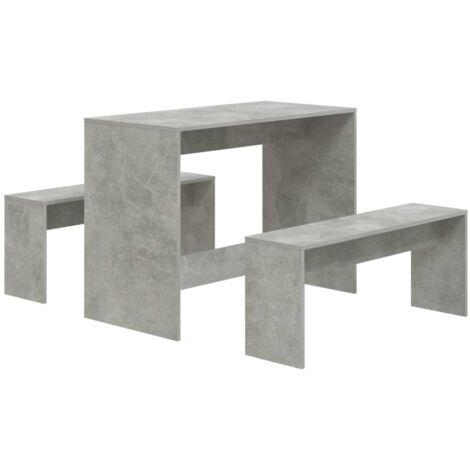 3-tlg. Essgruppe Betongrau Holzwerkstoff vidaXL